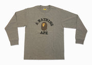 Bape Long Sleeve College T Shirt Grey