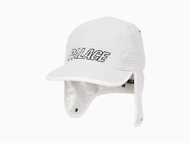 Palace Grid Fleece Reversible Earflap Hat White