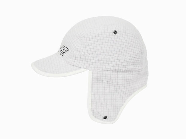 Palace Grid Fleece Reversible Earflap Hat White