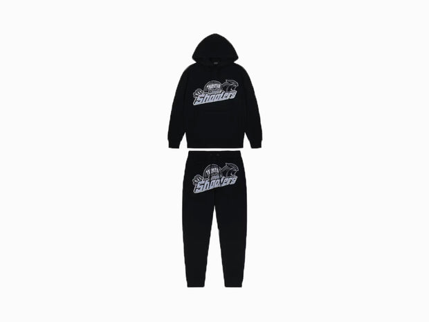 Trapstar Shooters Hooded Tracksuit Black / Sky Blue